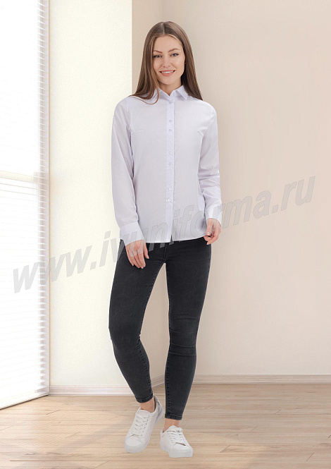 Рубашка женская белая "Ольга" (длинный рукав)